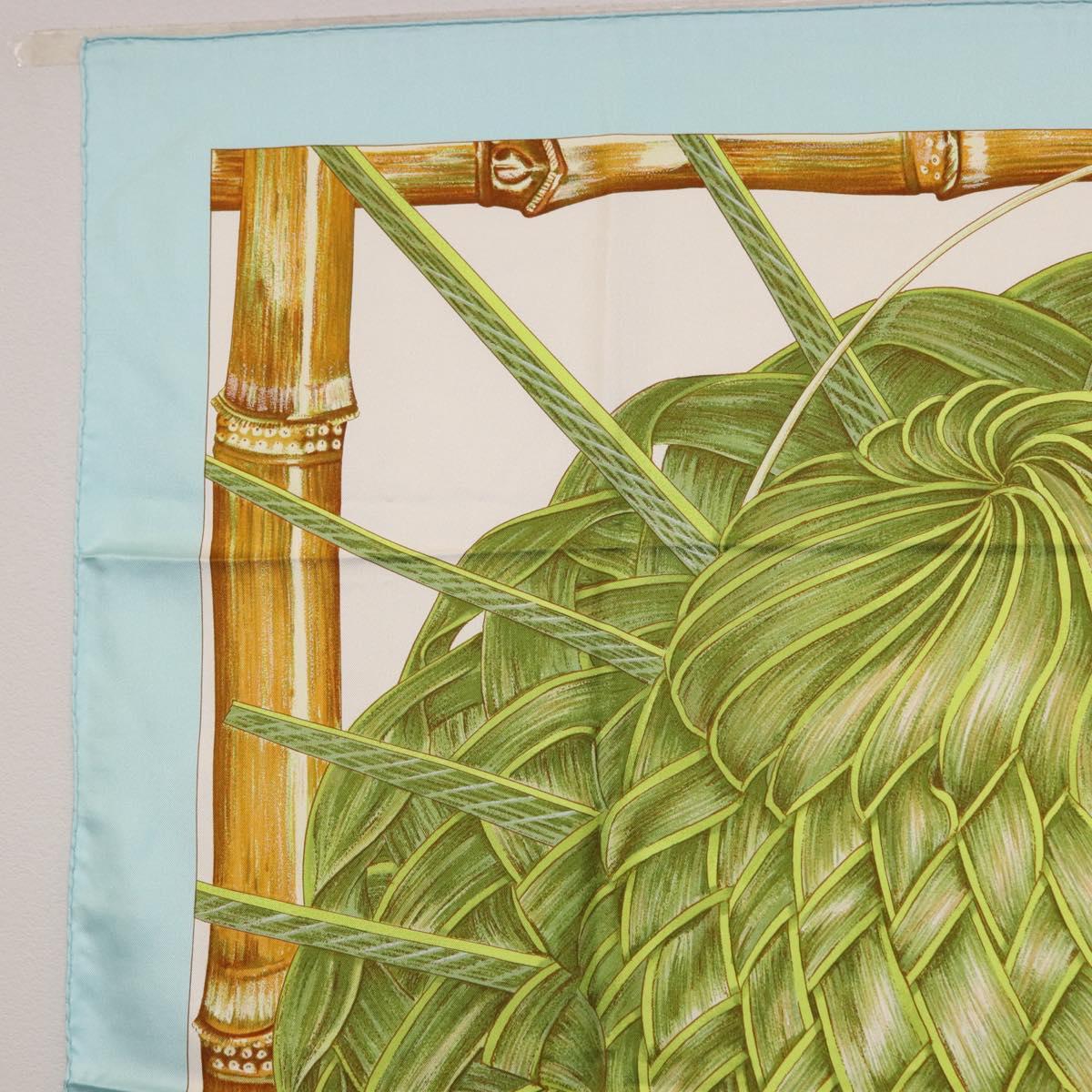 HERMES Carre 90 Scarf Jardin Creole Silk Light Blue Auth hk3978