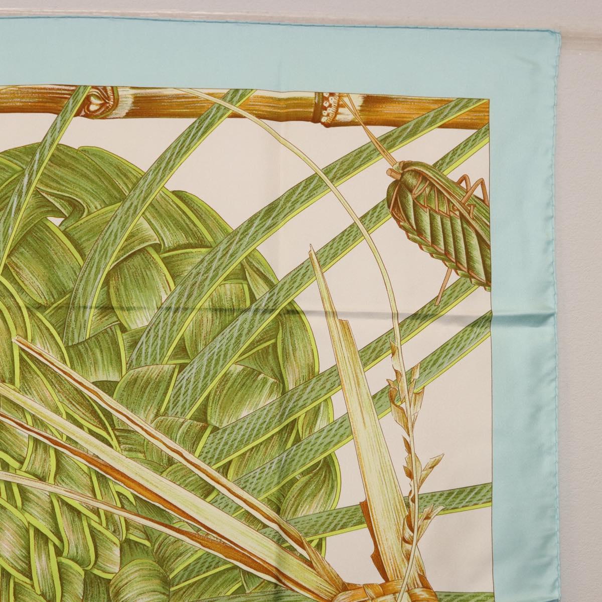 HERMES Carre 90 Scarf Jardin Creole Silk Light Blue Auth hk3978