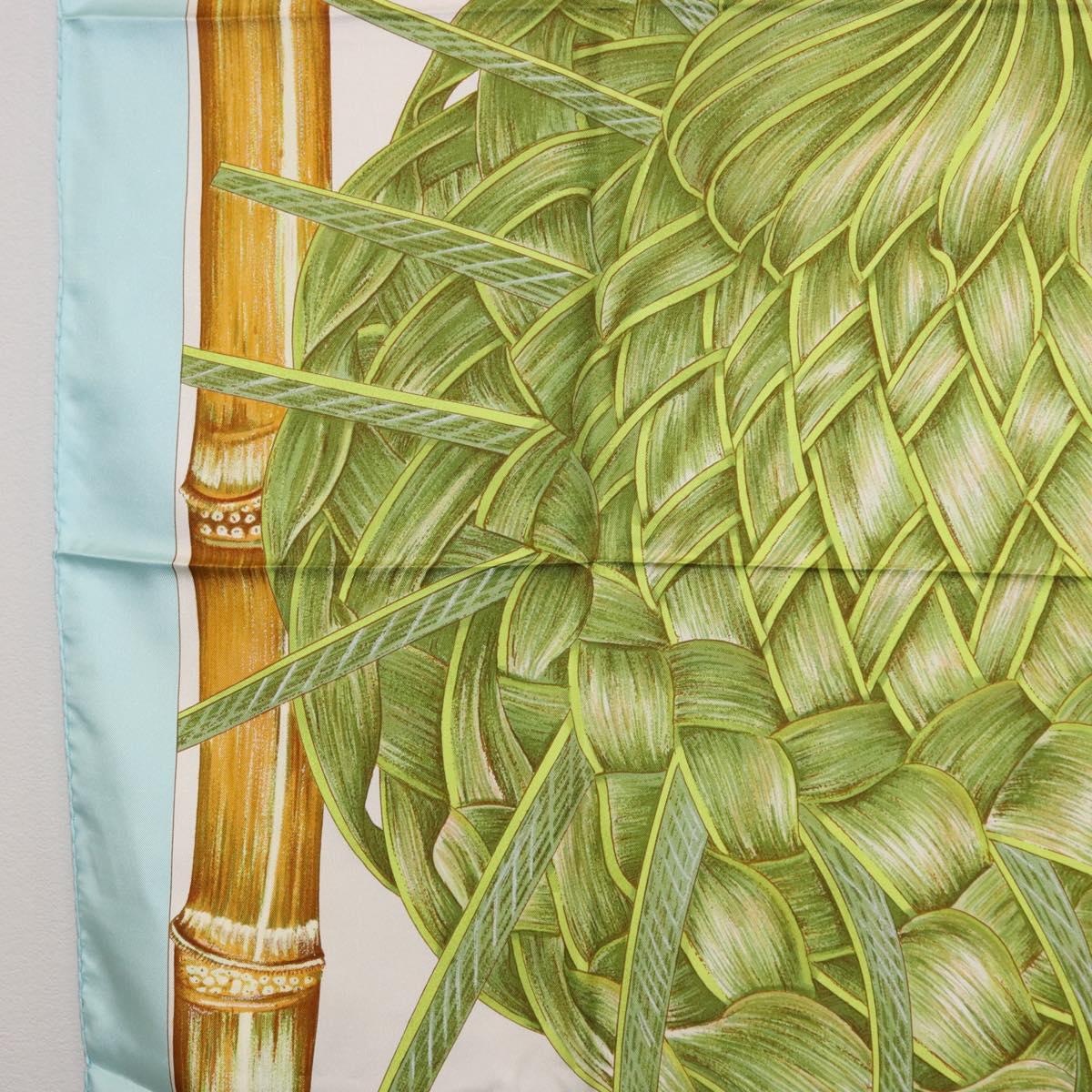 HERMES Carre 90 Scarf Jardin Creole Silk Light Blue Auth hk3978