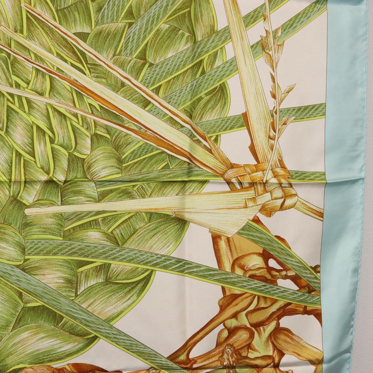 HERMES Carre 90 Scarf Jardin Creole Silk Light Blue Auth hk3978