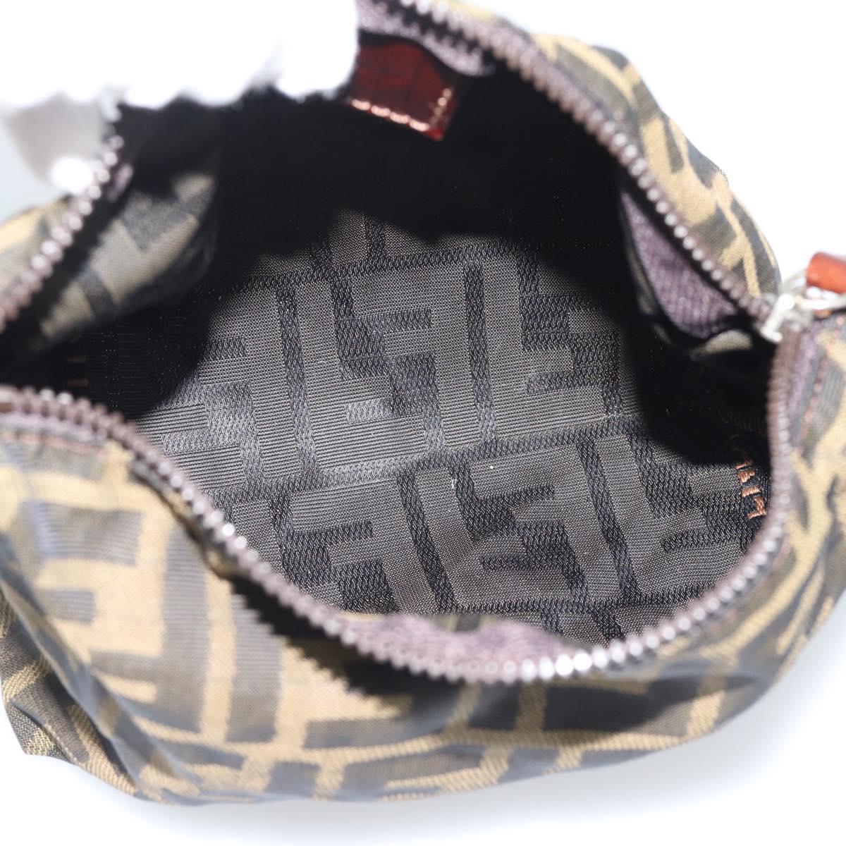 FENDI Zucca Canvas Pouch Black Brown Auth hk3979