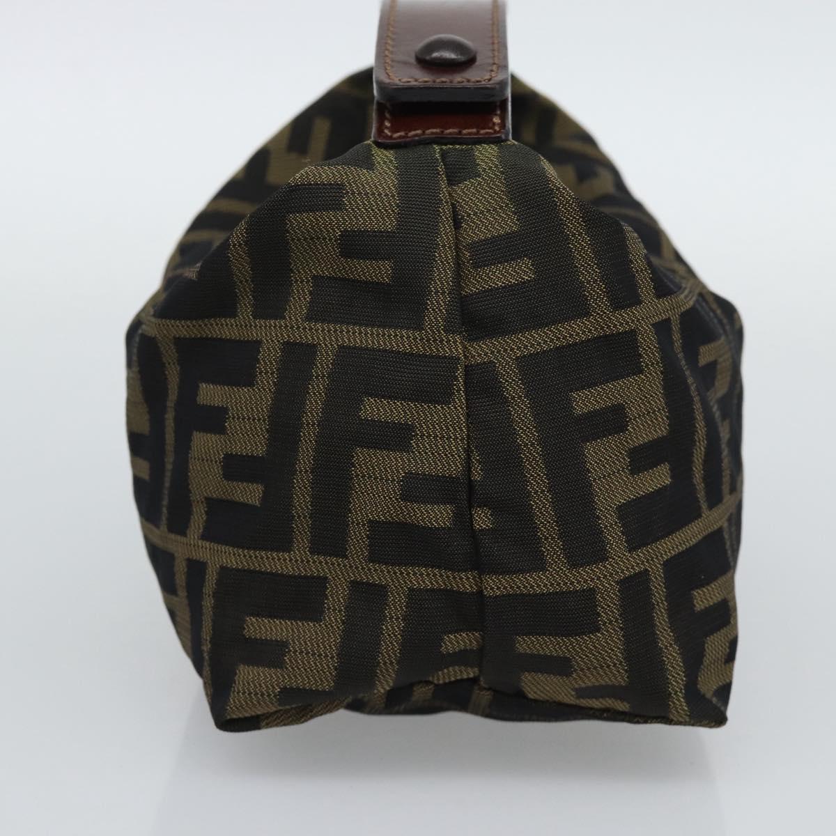 FENDI Zucca Canvas Pouch Black Brown Auth hk3979
