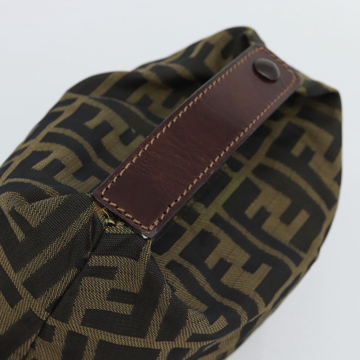 FENDI Zucca Canvas Pouch Black Brown Auth hk3979