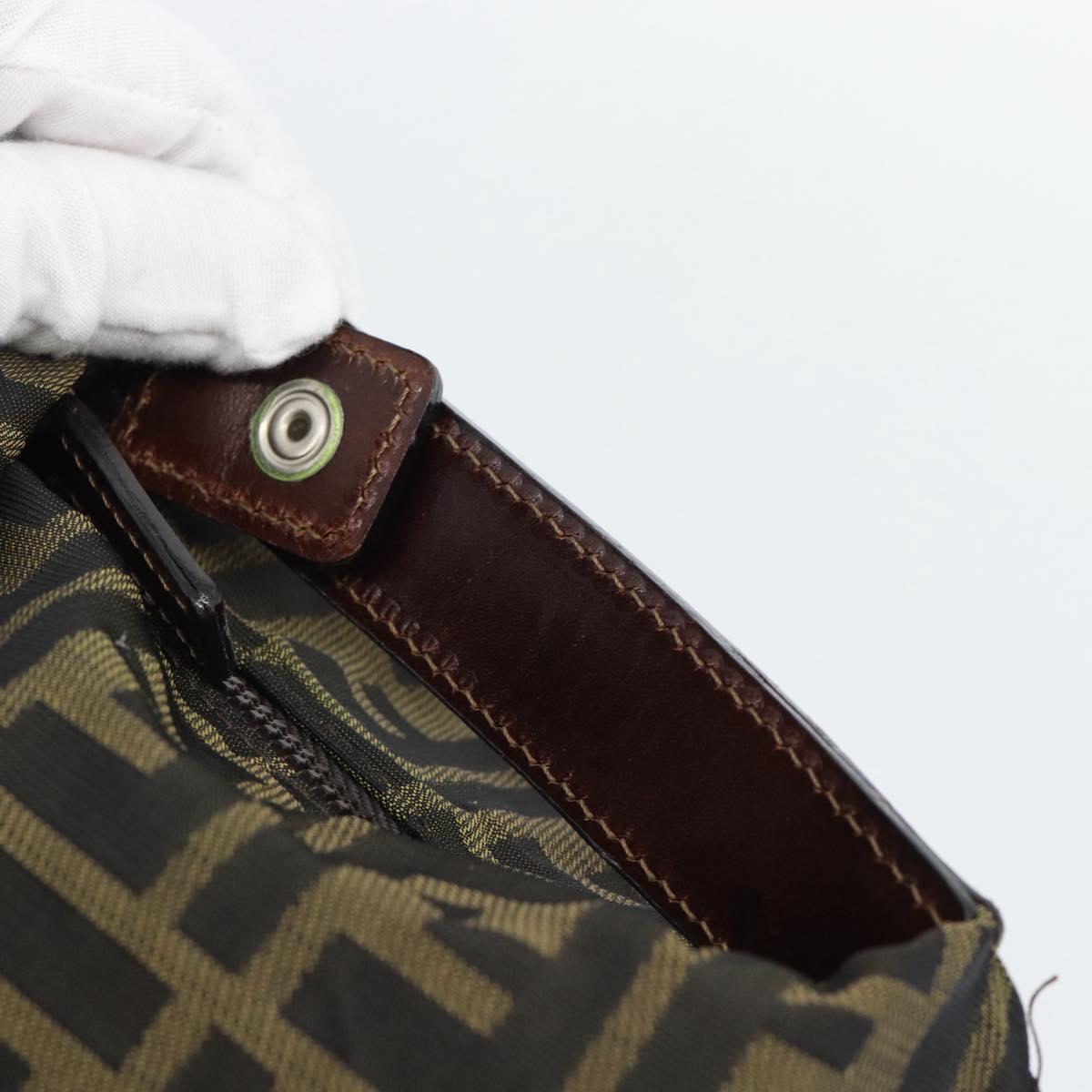 FENDI Zucca Canvas Pouch Black Brown Auth hk3979