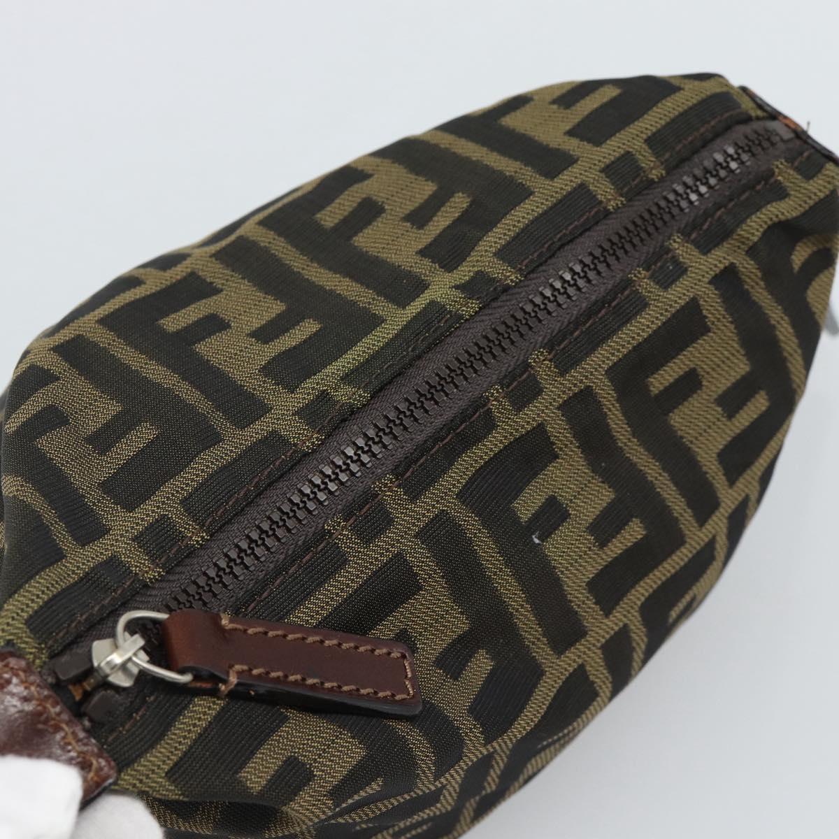 FENDI Zucca Canvas Pouch Black Brown Auth hk3979