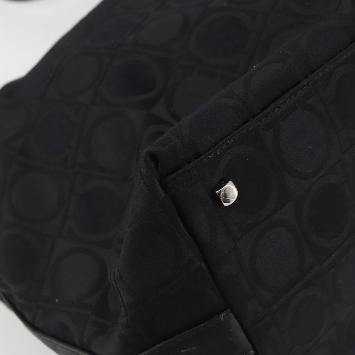 Salvatore Ferragamo Shoulder Bag Canvas Black Silver Auth hk3980
