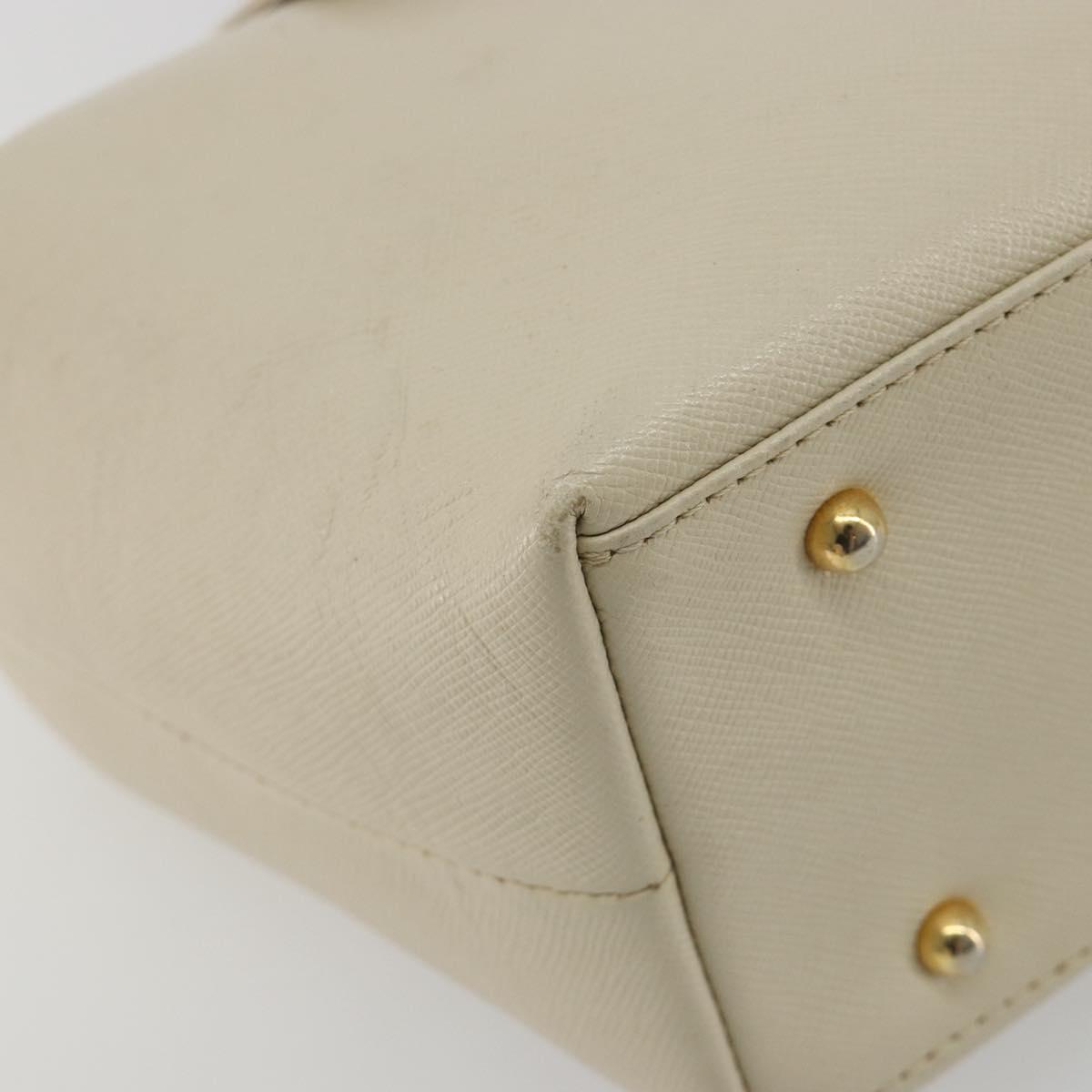 GIVENCHY Hand Bag Leather White Gold Auth hk3982
