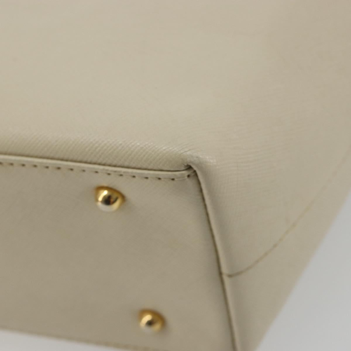 GIVENCHY Hand Bag Leather White Gold Auth hk3982