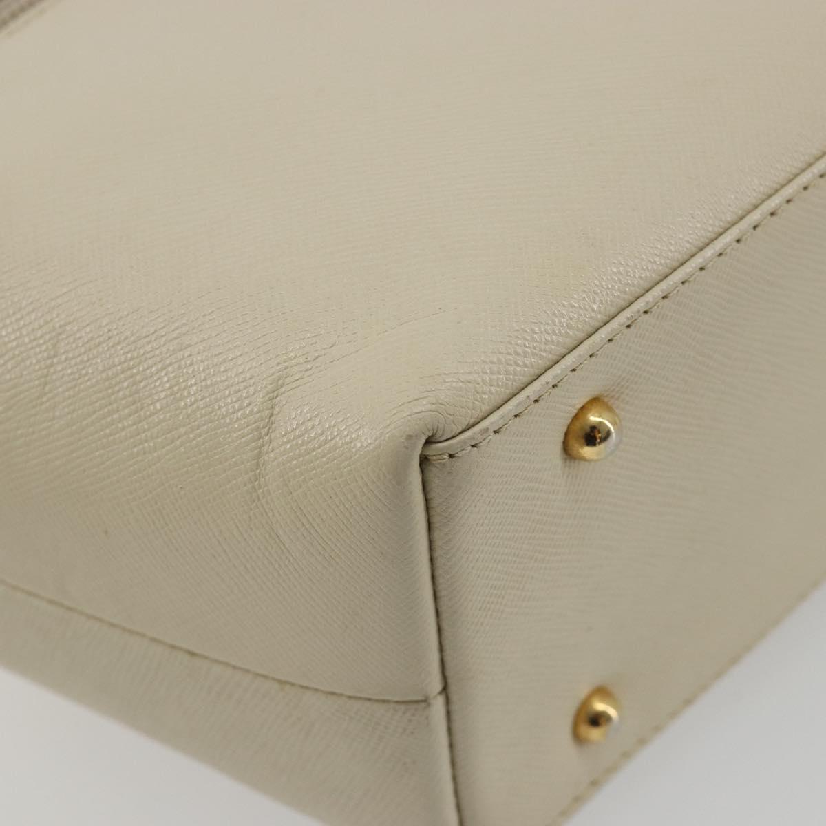 GIVENCHY Hand Bag Leather White Gold Auth hk3982