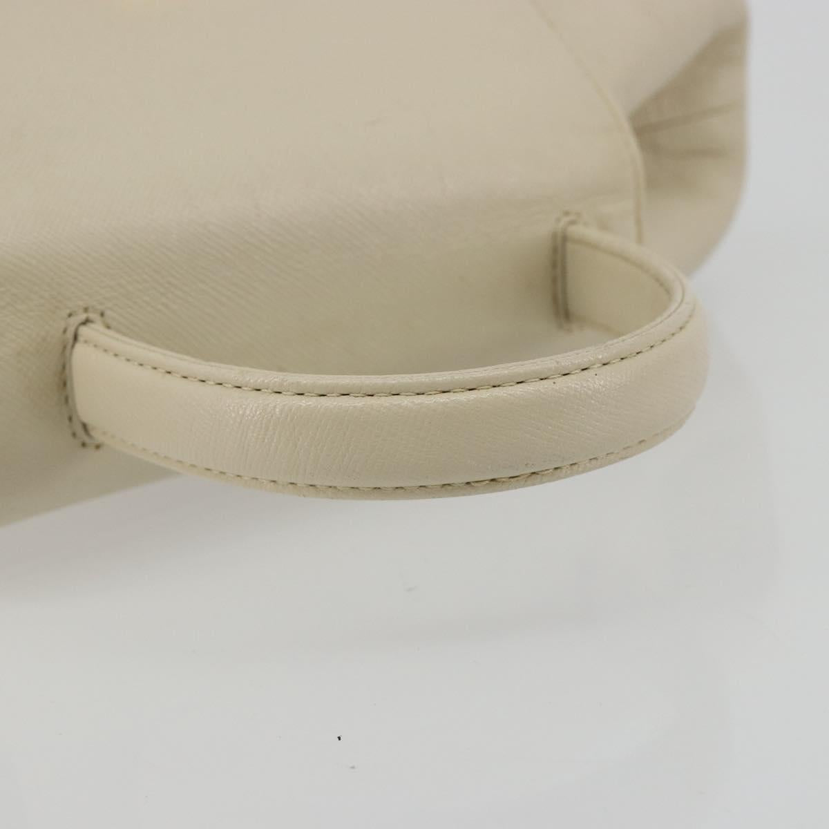 GIVENCHY Hand Bag Leather White Gold Auth hk3982