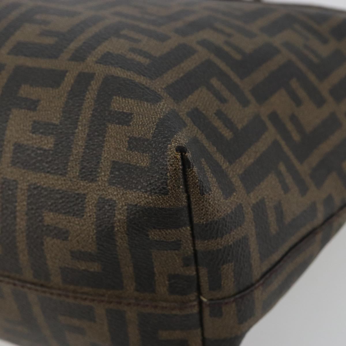 FENDI Zucca Canvas Tote Bag PVC Brown Black Auth hk3983A