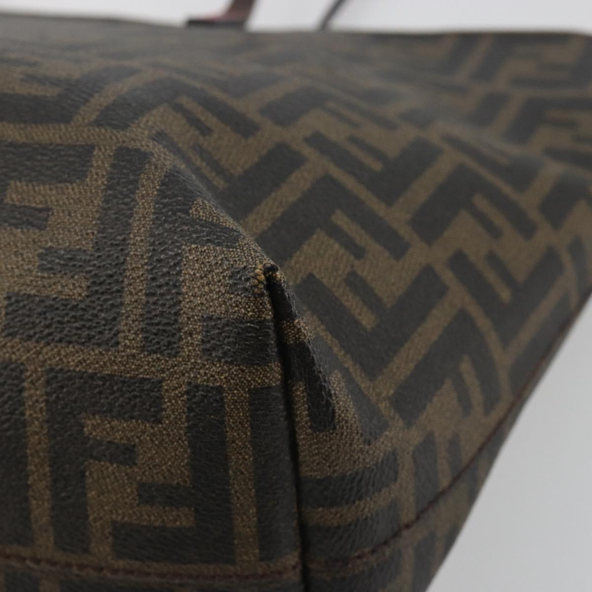 FENDI Zucca Canvas Tote Bag PVC Brown Black Auth hk3983A