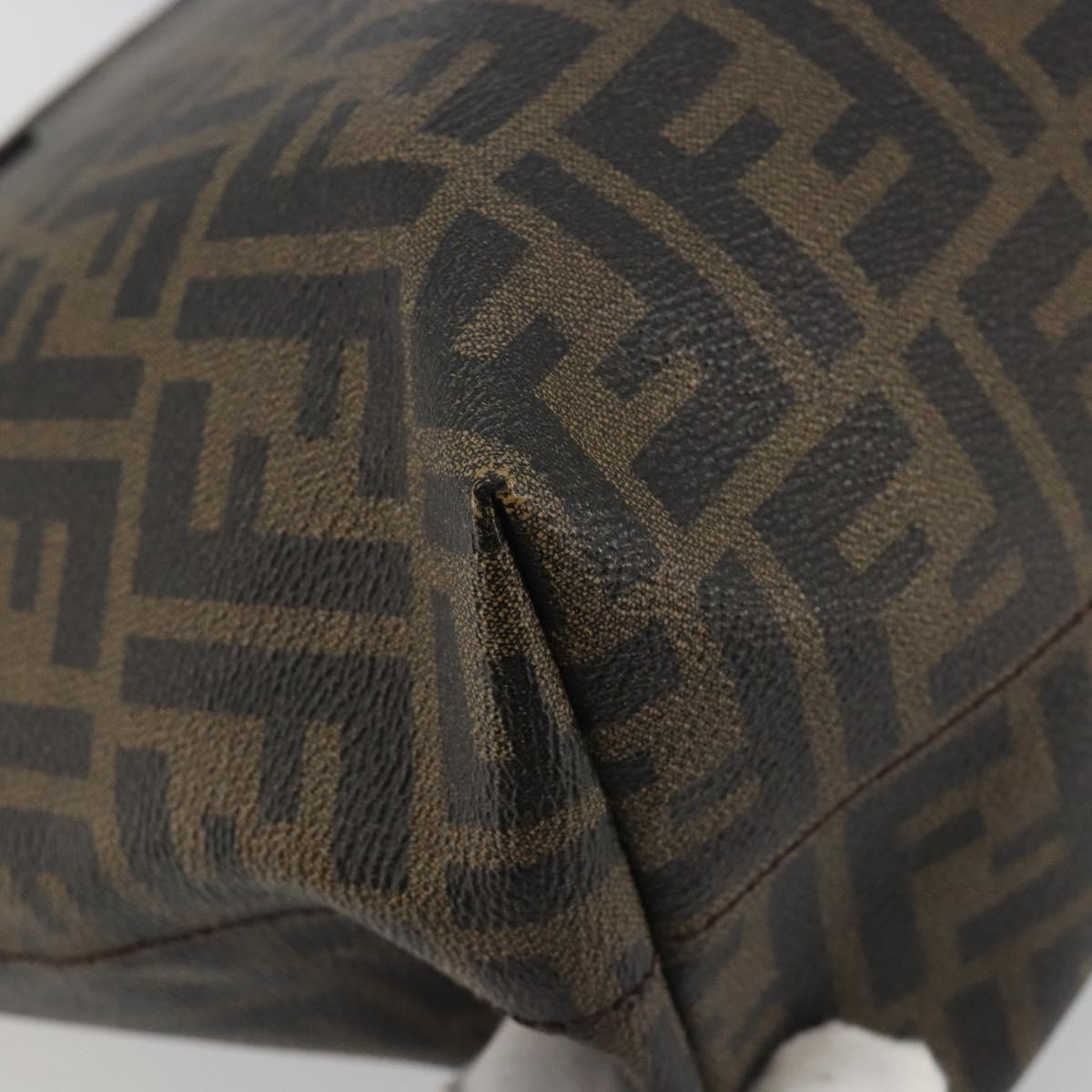 FENDI Zucca Canvas Tote Bag PVC Brown Black Auth hk3983A