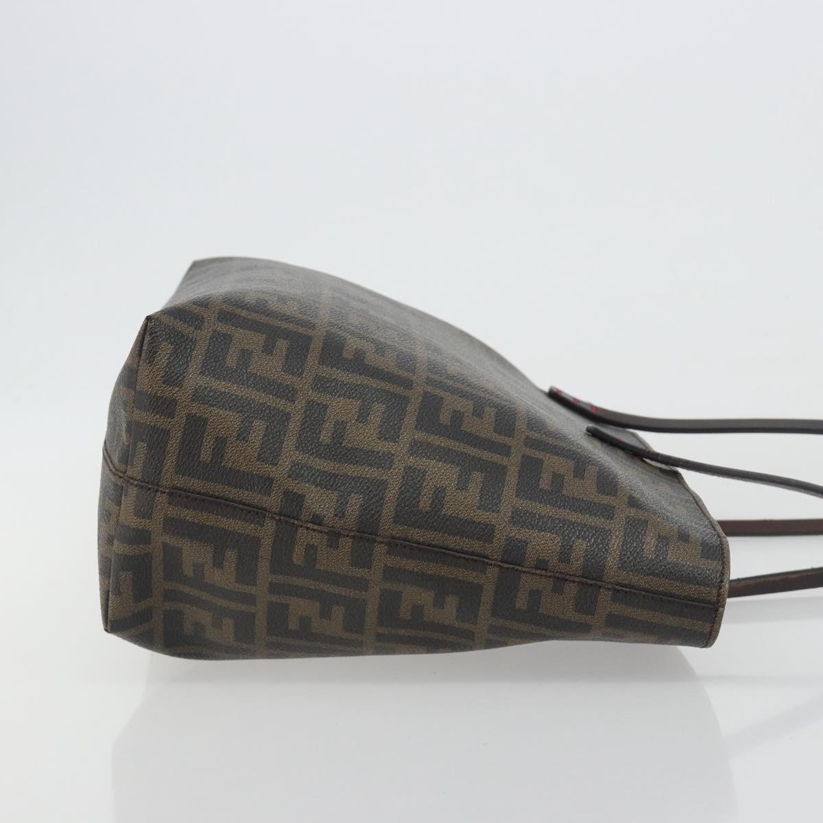 FENDI Zucca Canvas Tote Bag PVC Brown Black Auth hk3983A