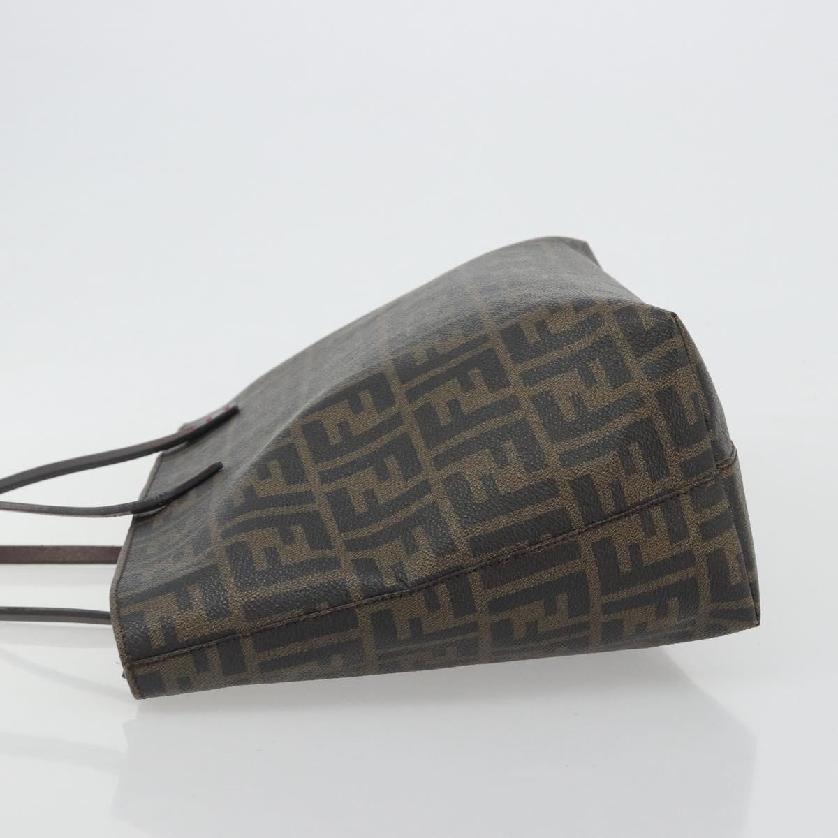 FENDI Zucca Canvas Tote Bag PVC Brown Black Auth hk3983A