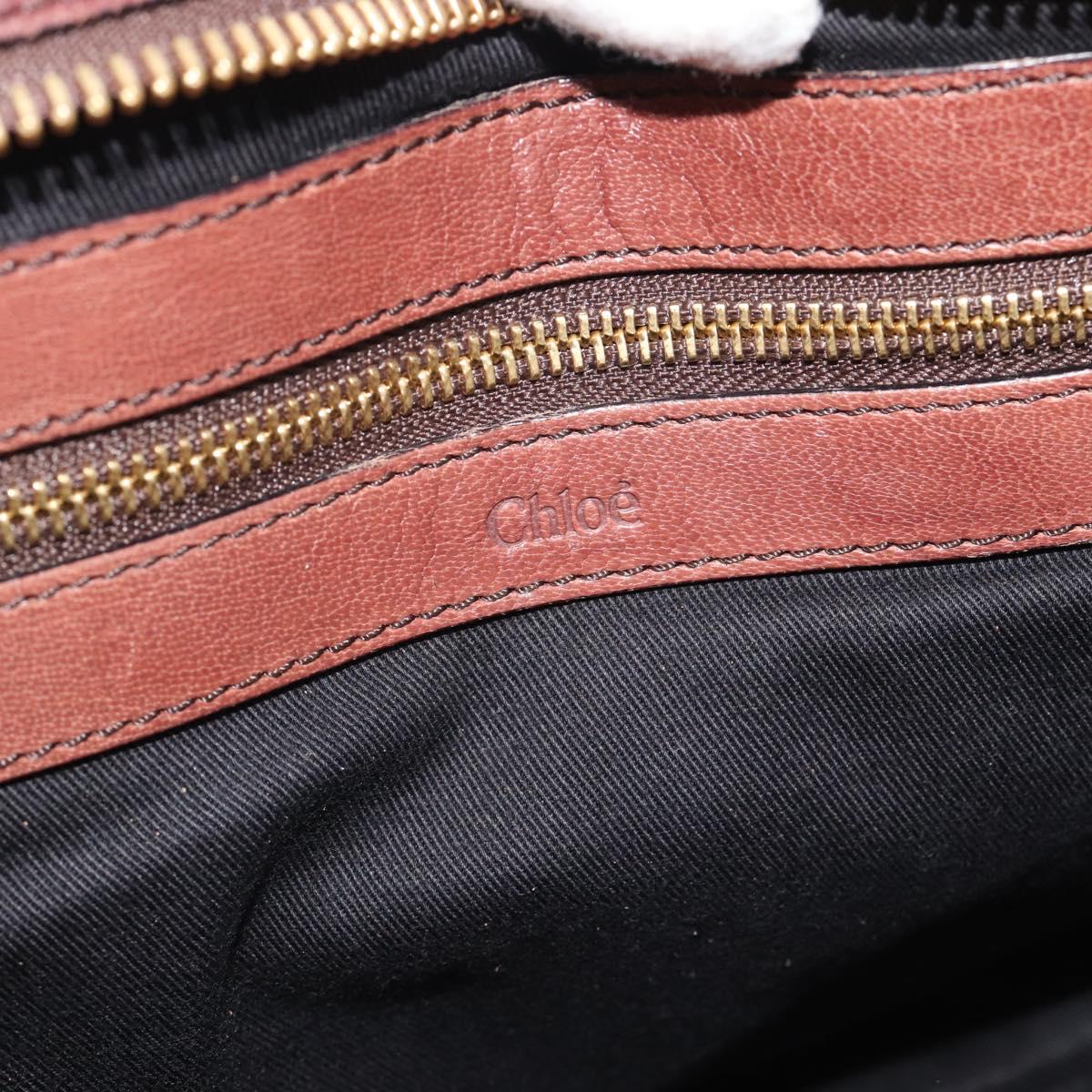 Chloe Etel Shoulder Bag Leather 2way Brown Gold Auth hk3984