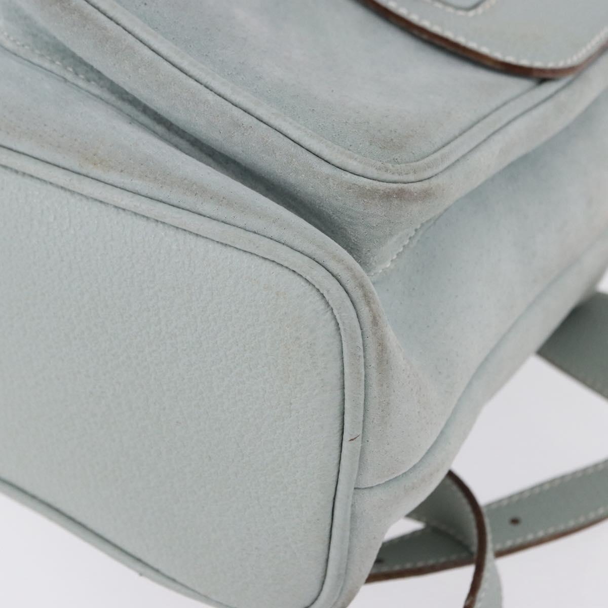 GUCCI Bamboo Backpack Suede Light Blue Gold 003 2058 0016 Auth hk3985