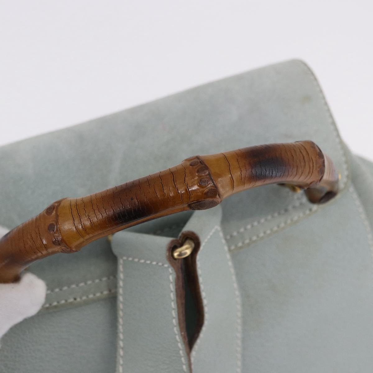 GUCCI Bamboo Backpack Suede Light Blue Gold 003 2058 0016 Auth hk3985