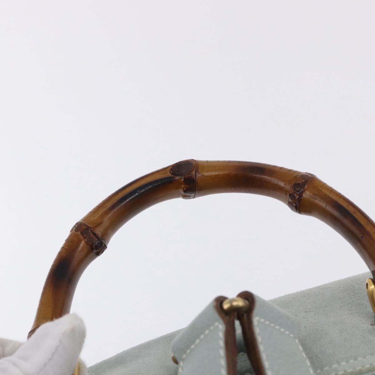 GUCCI Bamboo Backpack Suede Light Blue Gold 003 2058 0016 Auth hk3985