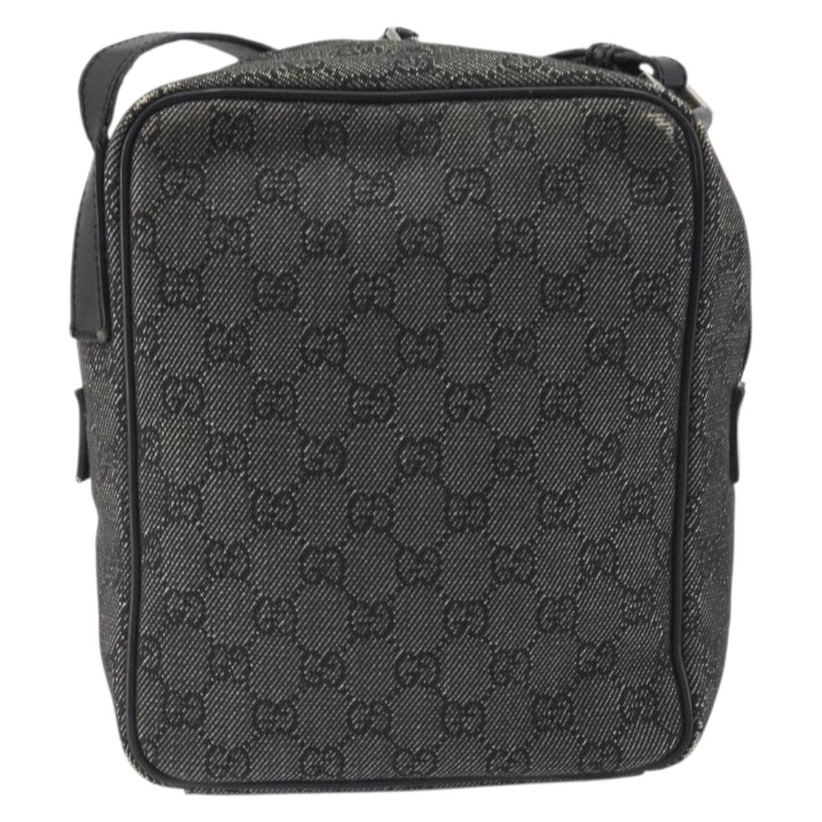 GUCCI GG Canvas Shoulder Bag Black Silver 03136 Auth hk3986