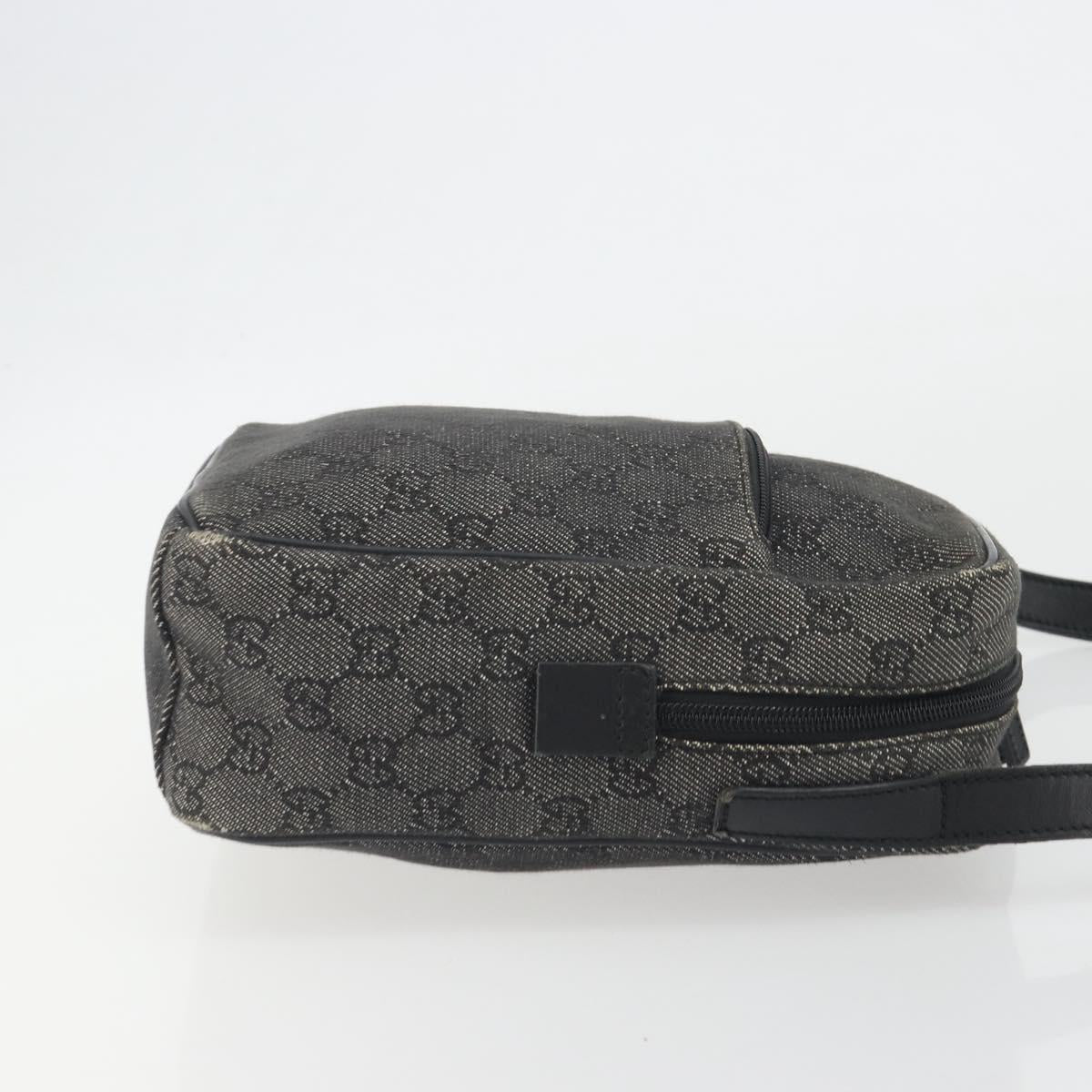 GUCCI GG Canvas Shoulder Bag Black Silver 03136 Auth hk3986