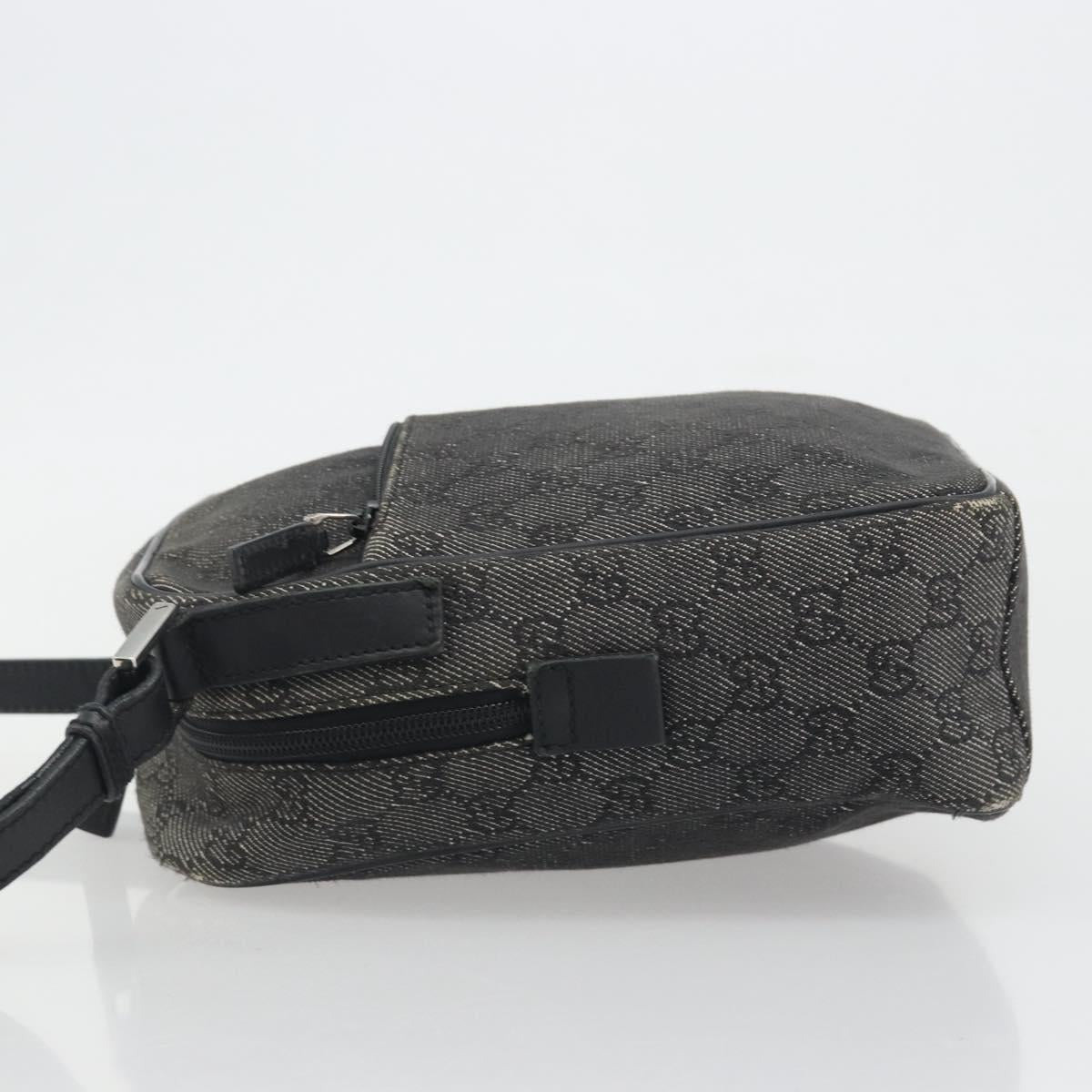 GUCCI GG Canvas Shoulder Bag Black Silver 03136 Auth hk3986