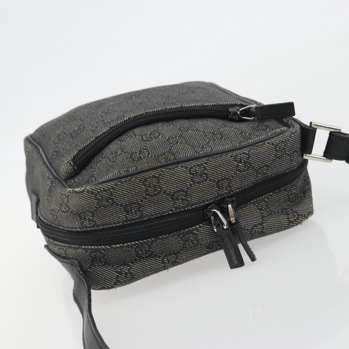 GUCCI GG Canvas Shoulder Bag Black Silver 03136 Auth hk3986