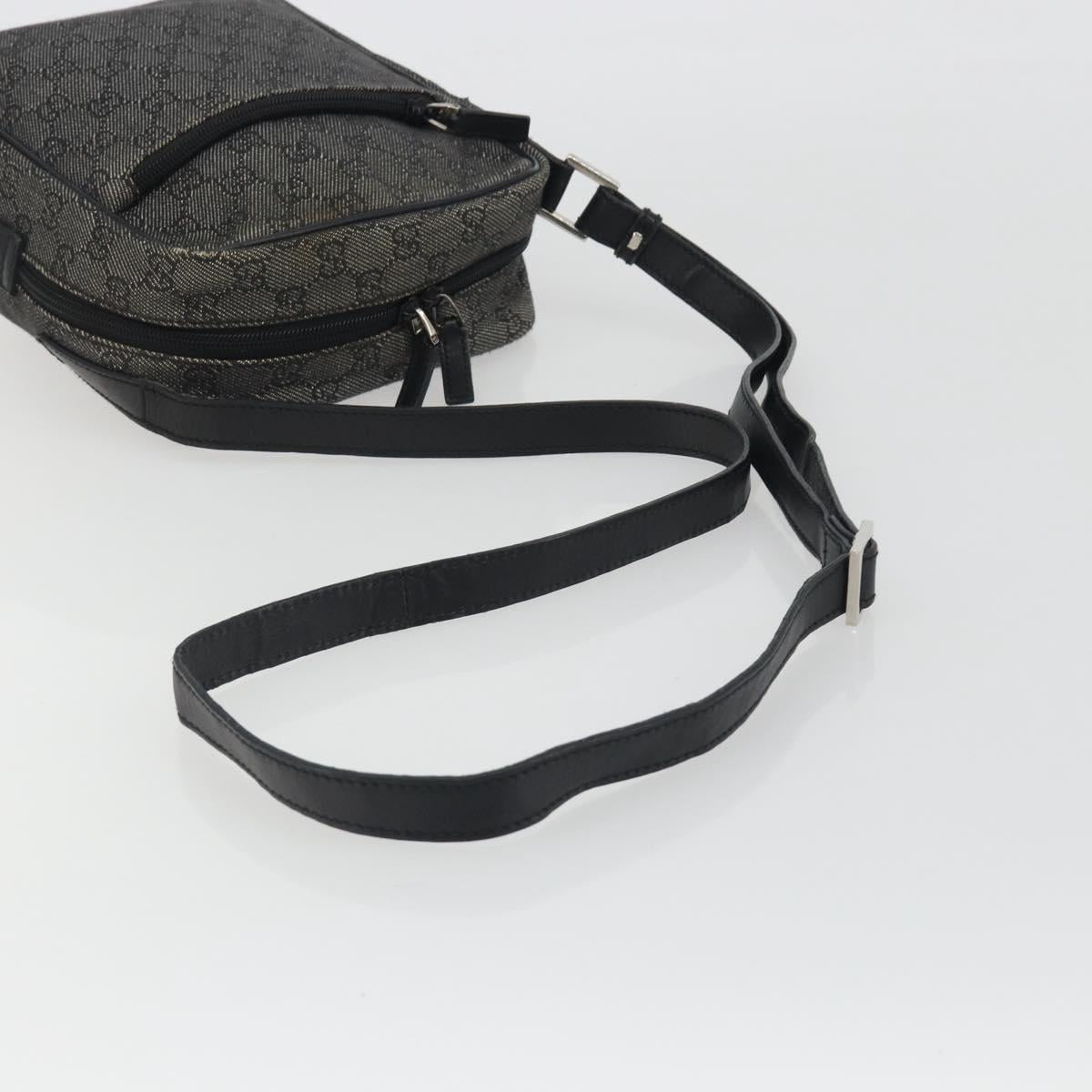 GUCCI GG Canvas Shoulder Bag Black Silver 03136 Auth hk3986
