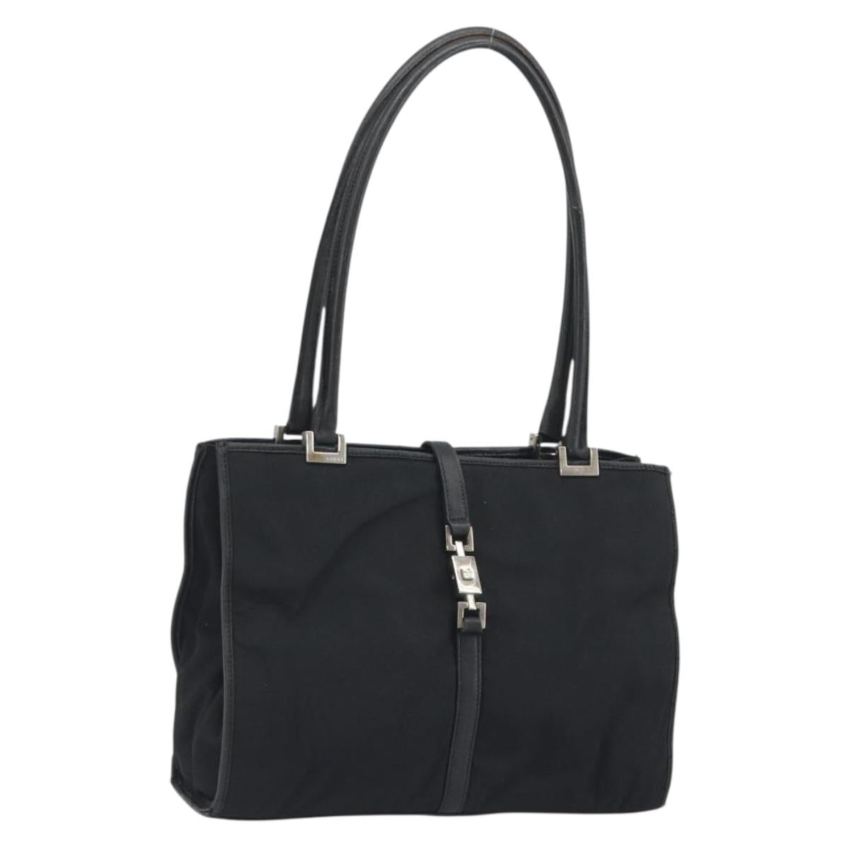 GUCCI Jackie Tote Bag Black Silver 002 1073 Auth hk3988