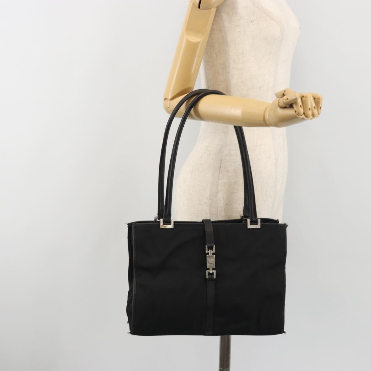 GUCCI Jackie Tote Bag Black Silver 002 1073 Auth hk3988