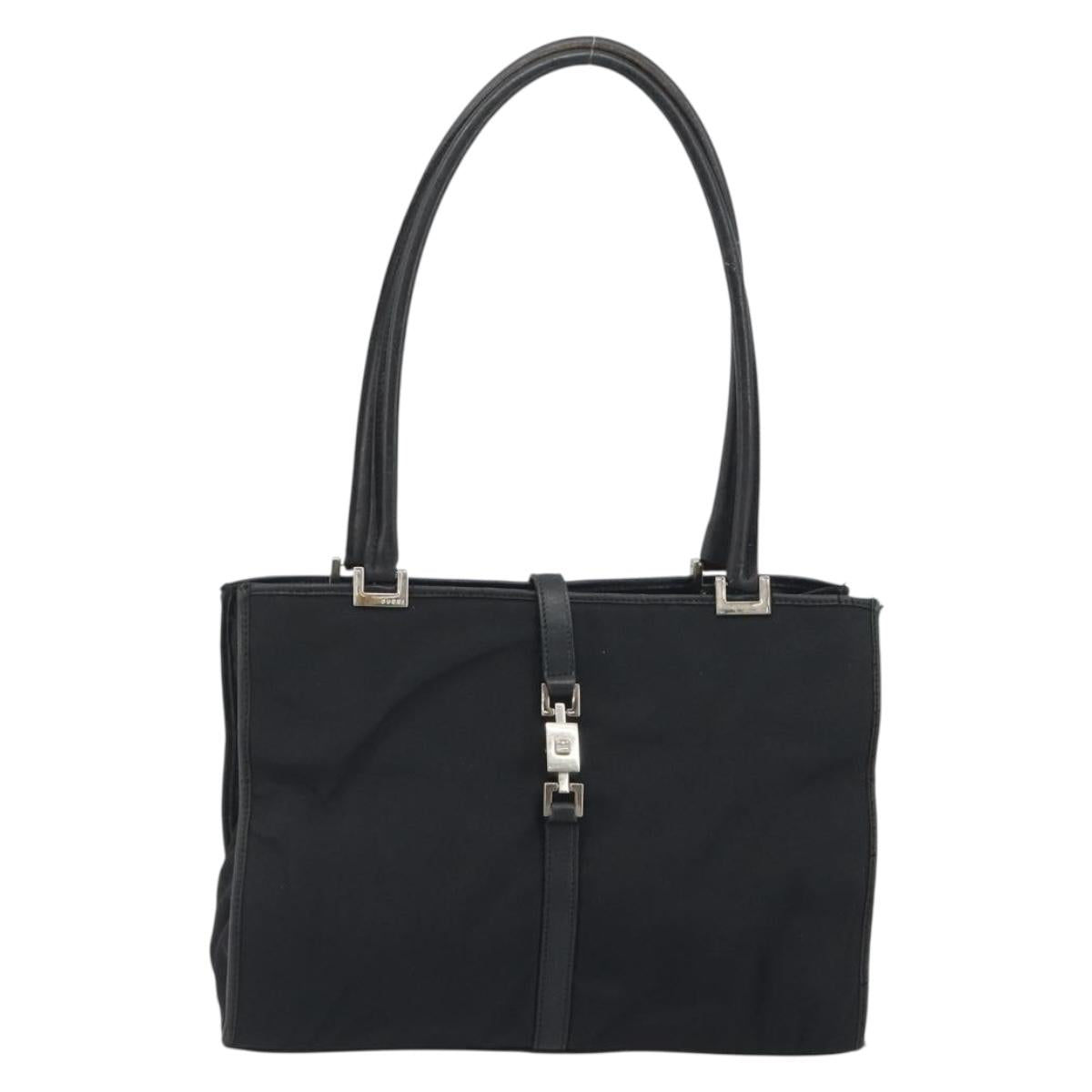 GUCCI Jackie Tote Bag Black Silver 002 1073 Auth hk3988