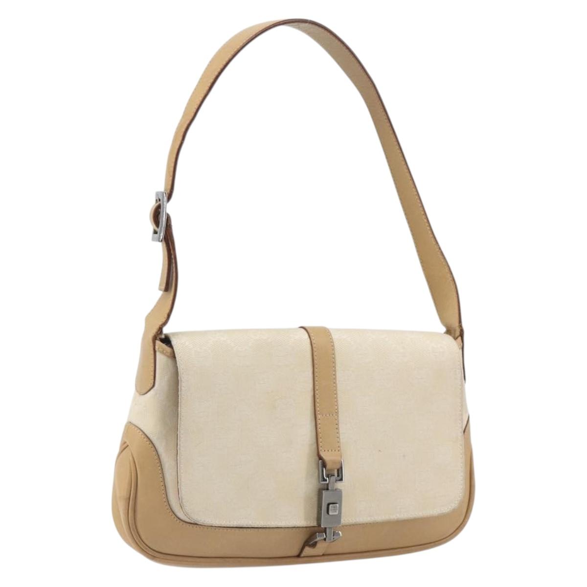 GUCCI GG Canvas Jackie Hand Bag Beige Silver 001 3824 Auth hk3991A