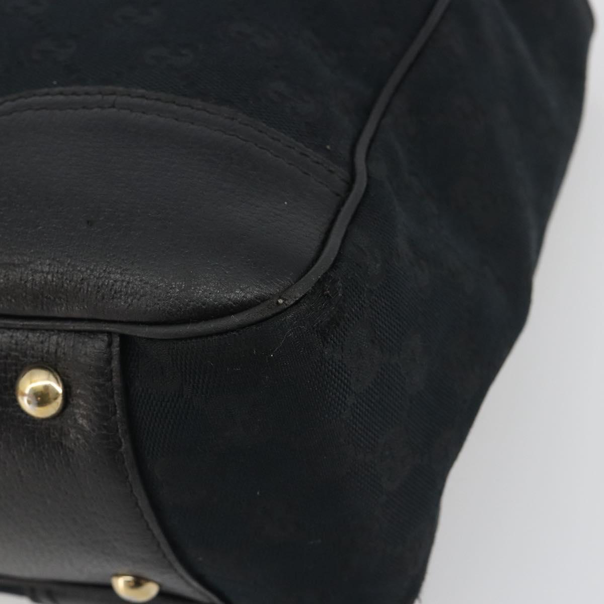 GUCCI GG Canvas Web Sherry Line Tote Bag Black Gold 163805 Auth hk3992