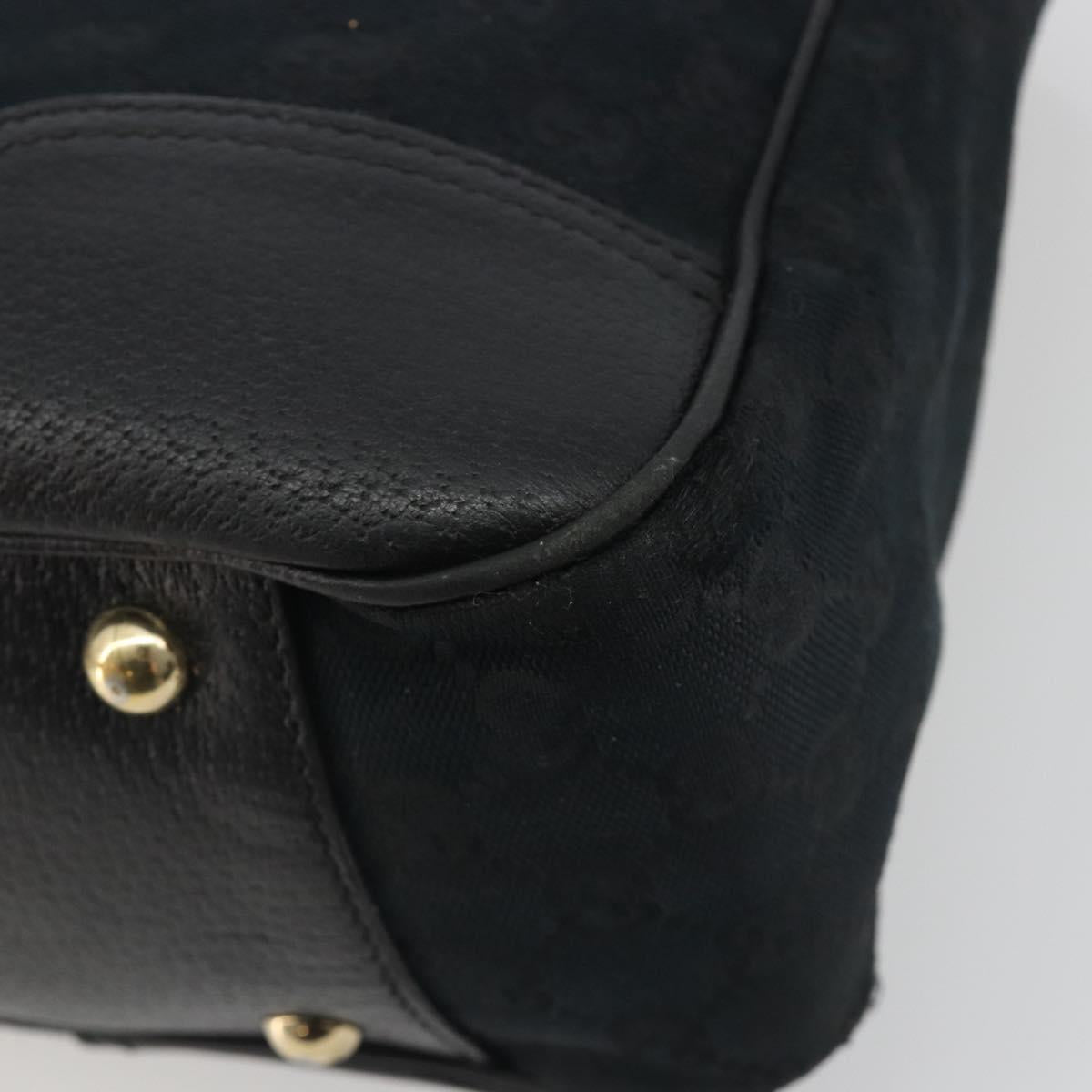 GUCCI GG Canvas Web Sherry Line Tote Bag Black Gold 163805 Auth hk3992