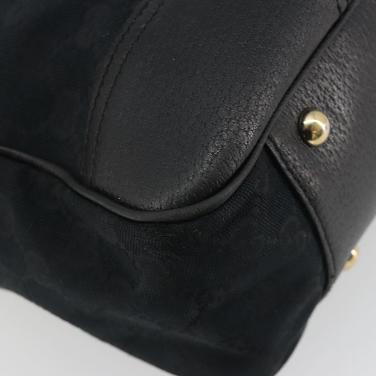 GUCCI GG Canvas Web Sherry Line Tote Bag Black Gold 163805 Auth hk3992