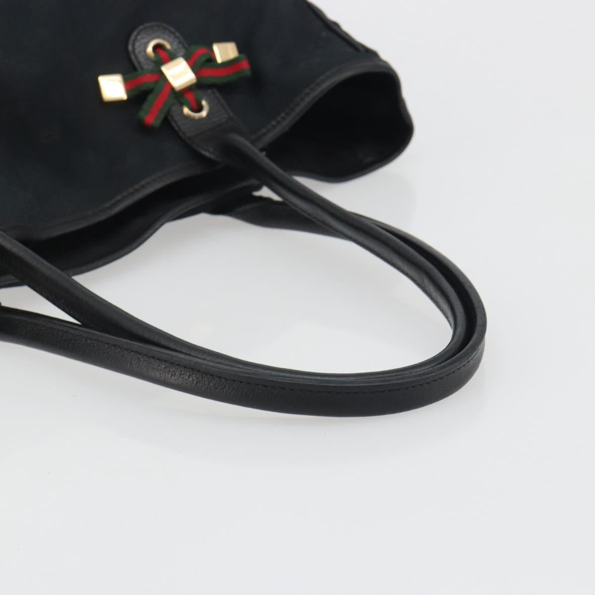 GUCCI GG Canvas Web Sherry Line Tote Bag Black Gold 163805 Auth hk3992