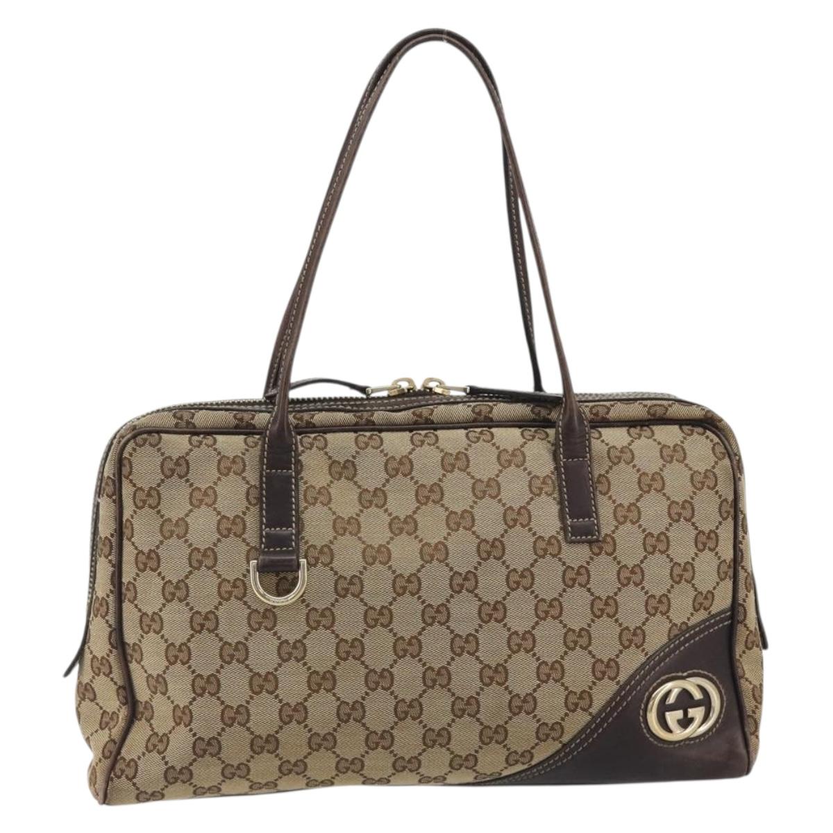 GUCCI GG Canvas Tote Bag Beige Gold 169971 Auth hk3993