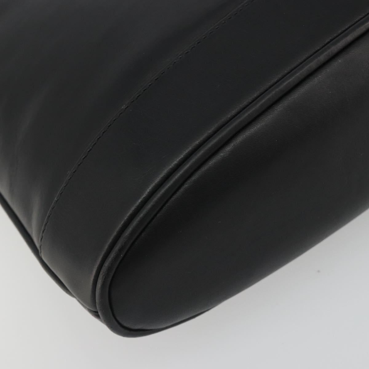 GUCCI Shoulder Bag Leather Black Gold Auth hk3994