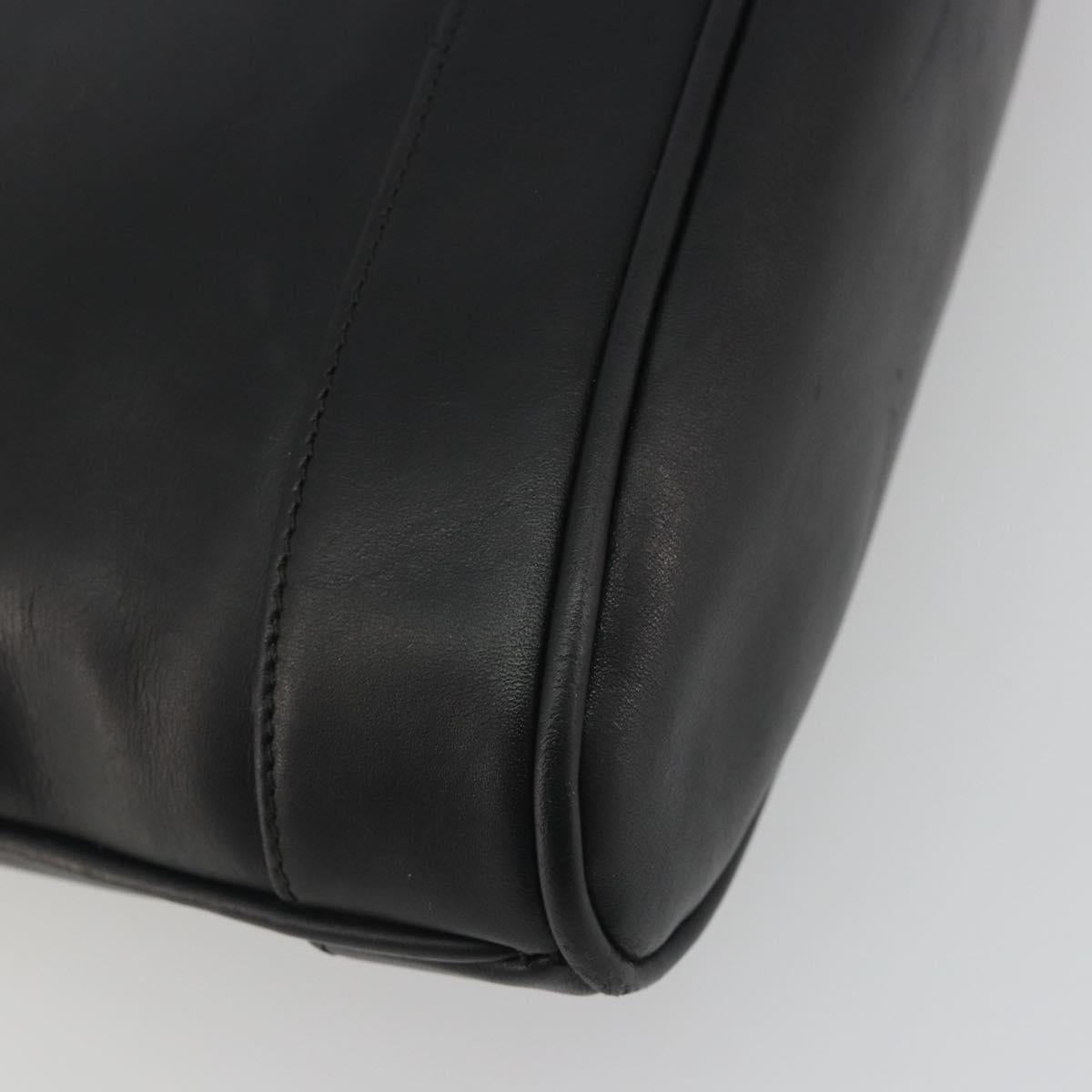 GUCCI Shoulder Bag Leather Black Gold Auth hk3994