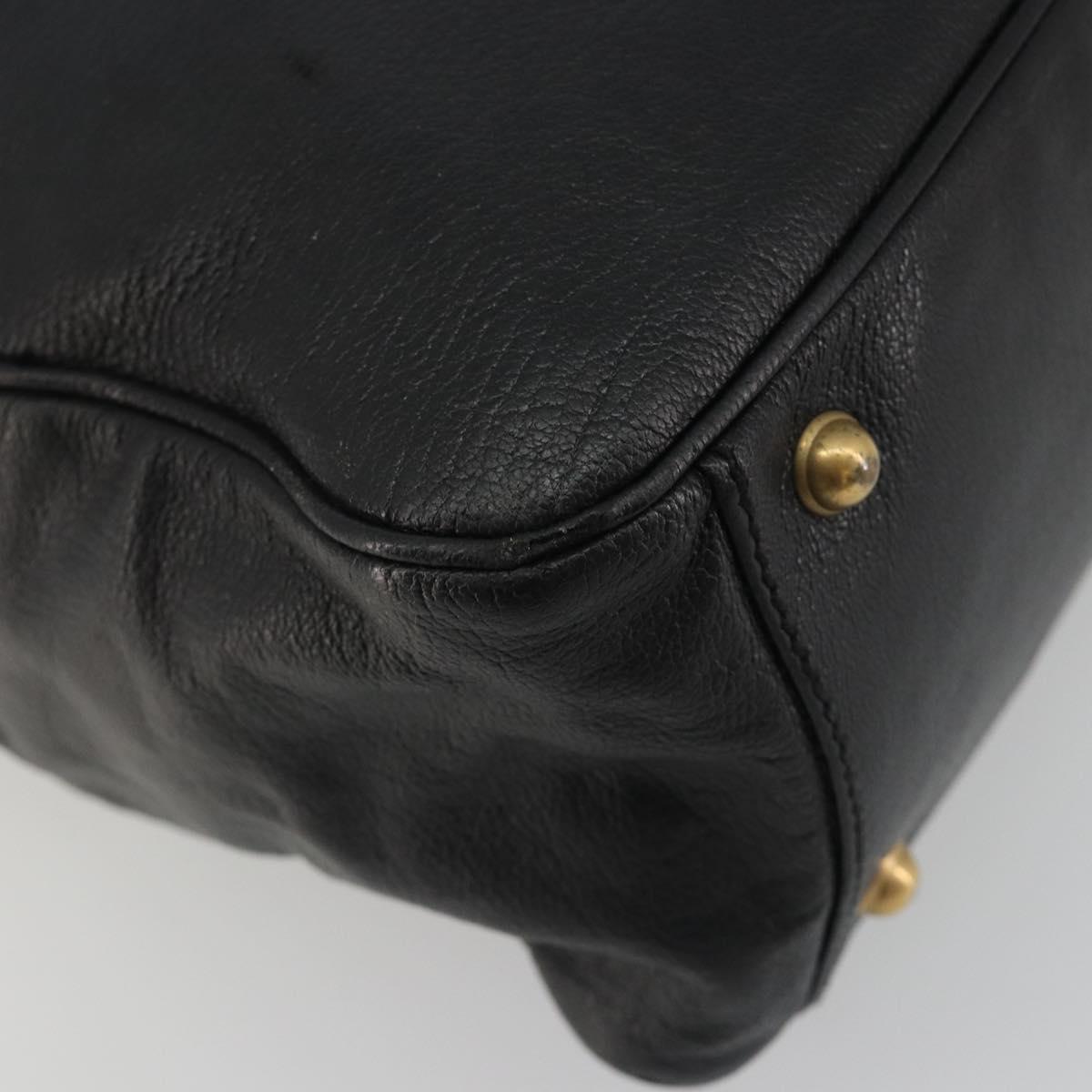 GUCCI Shoulder Bag Leather Black Gold 121544 Auth hk3995