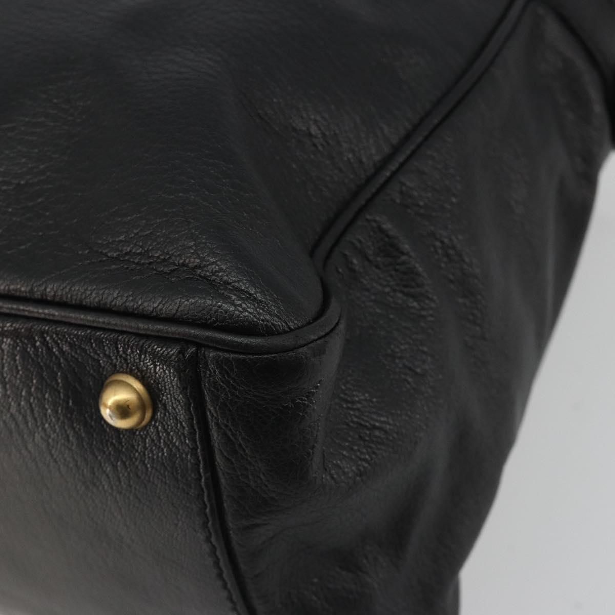 GUCCI Shoulder Bag Leather Black Gold 121544 Auth hk3995