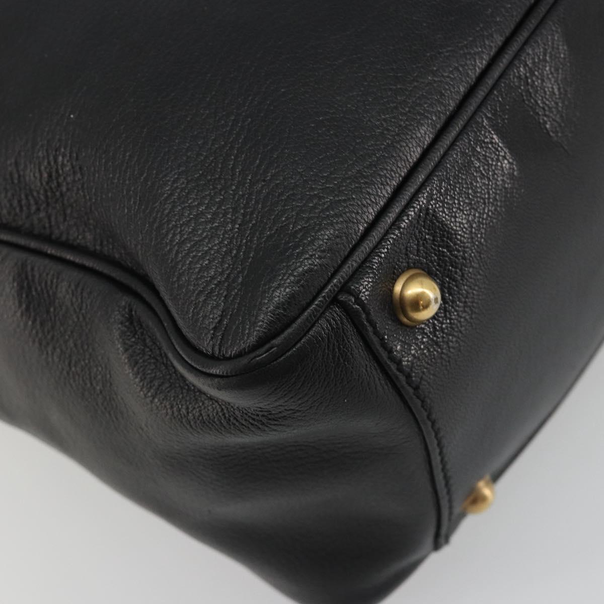 GUCCI Shoulder Bag Leather Black Gold 121544 Auth hk3995