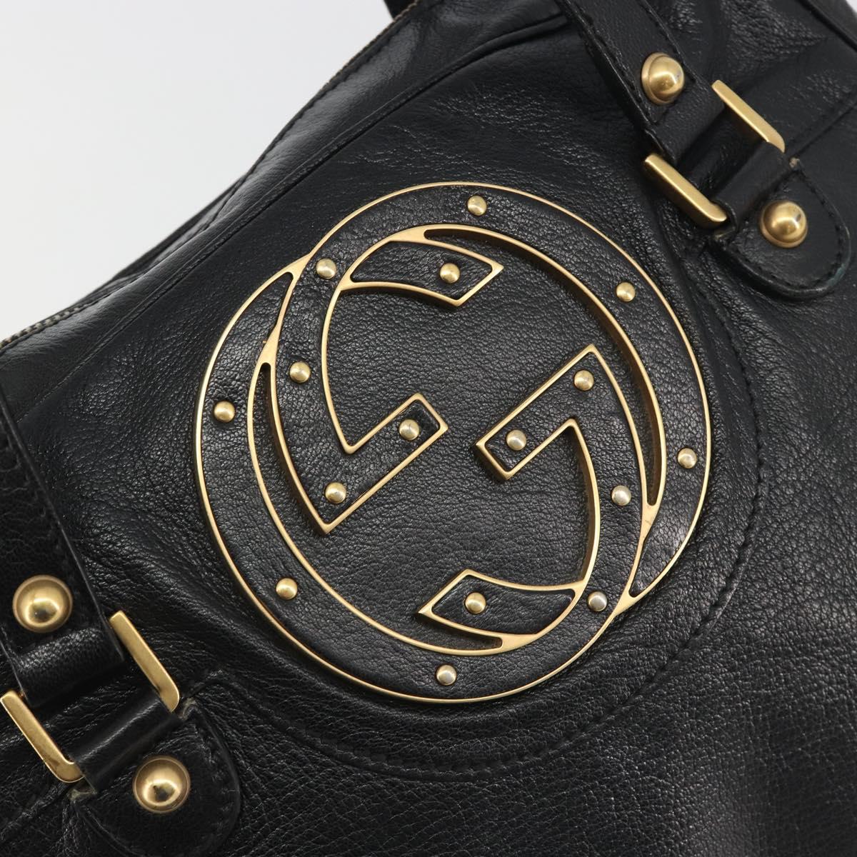 GUCCI Shoulder Bag Leather Black Gold 121544 Auth hk3995