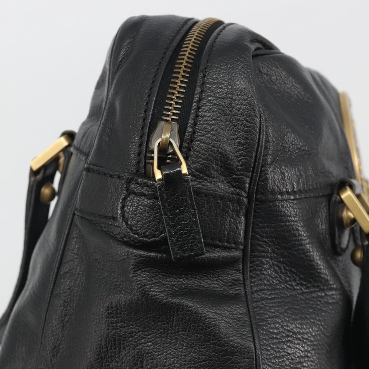 GUCCI Shoulder Bag Leather Black Gold 121544 Auth hk3995