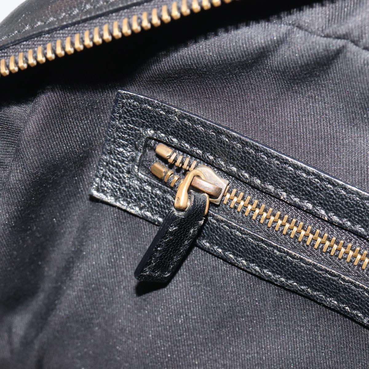 GUCCI Shoulder Bag Leather Black Gold 121544 Auth hk3995