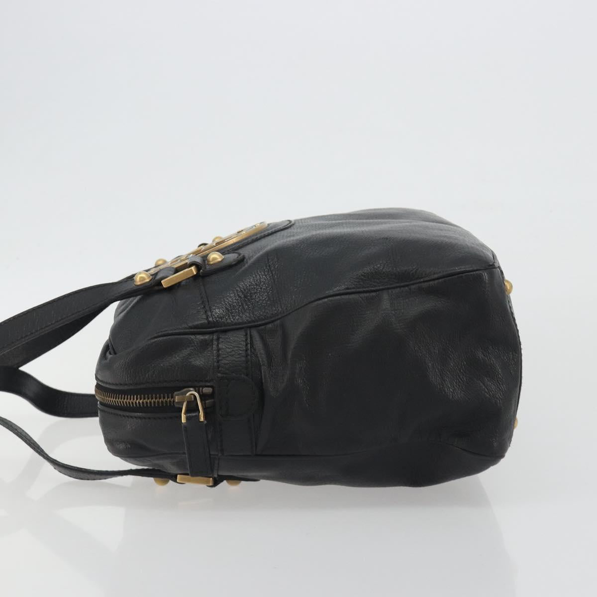GUCCI Shoulder Bag Leather Black Gold 121544 Auth hk3995