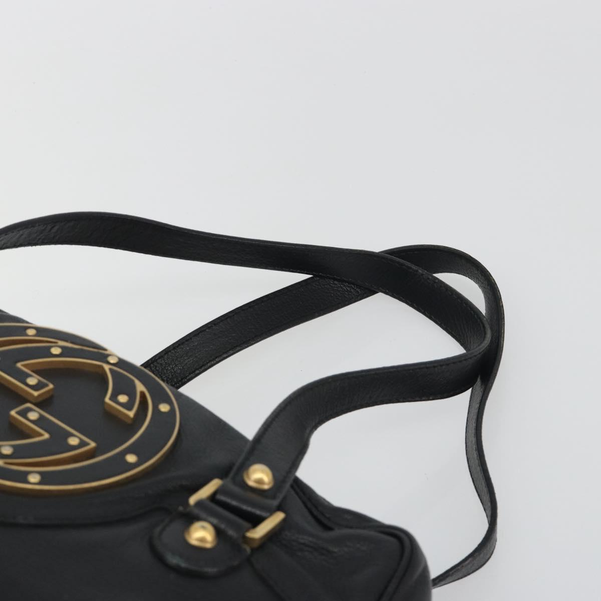 GUCCI Shoulder Bag Leather Black Gold 121544 Auth hk3995