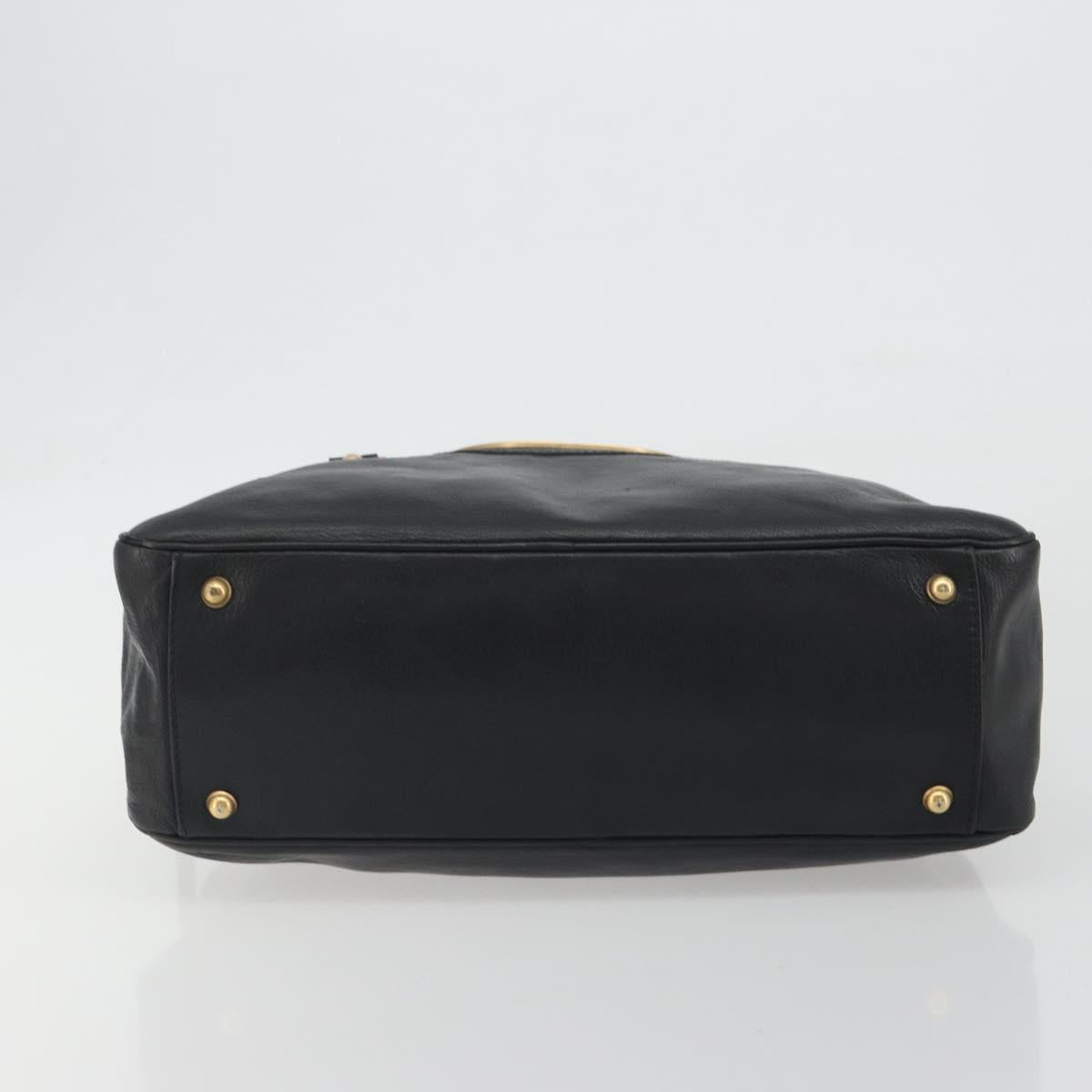 GUCCI Shoulder Bag Leather Black Gold 121544 Auth hk3995