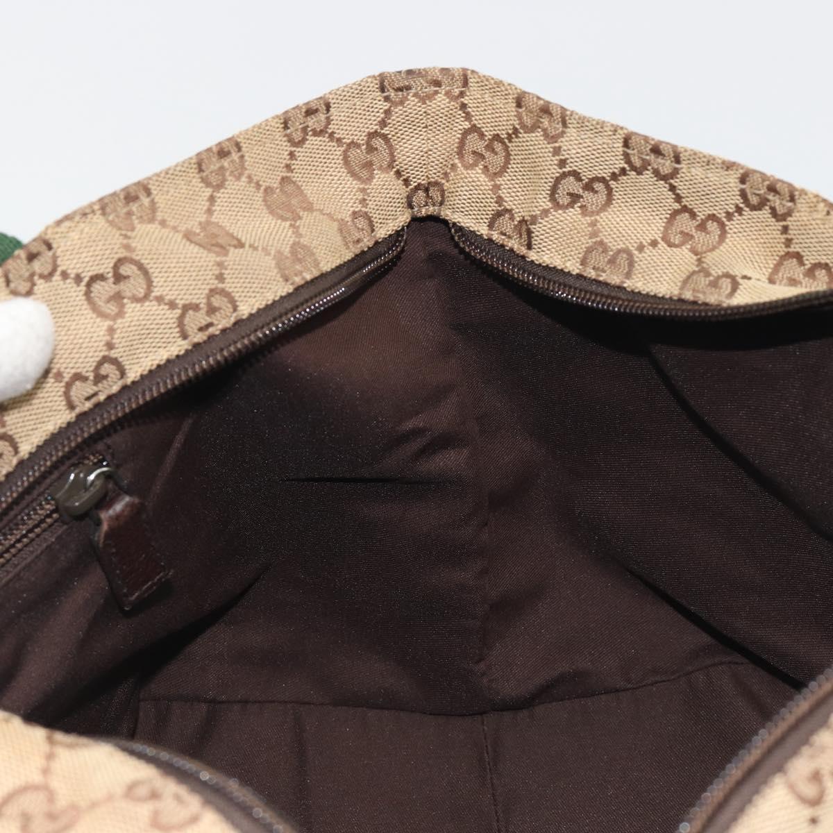GUCCI GG Canvas Web Sherry Line Hand Bag Beige Silver 131228 Auth hk3996