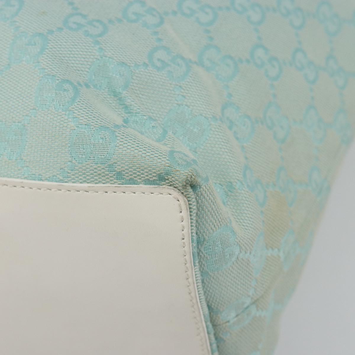 GUCCI GG Canvas Tote Bag Light Blue Gold 002 1098 Auth hk3997